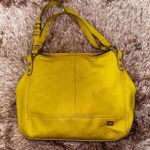 The Sak hobo snap closure vintage bag yellow pebble leather